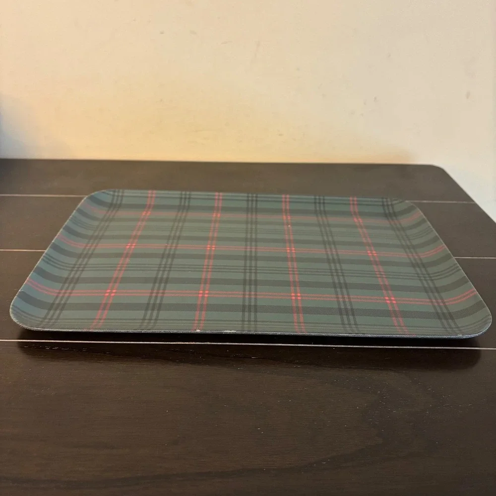 Hearth & Hand Magnolia | Green Red Plaid Bamboo Melamine Serving Tray | 13x9.5